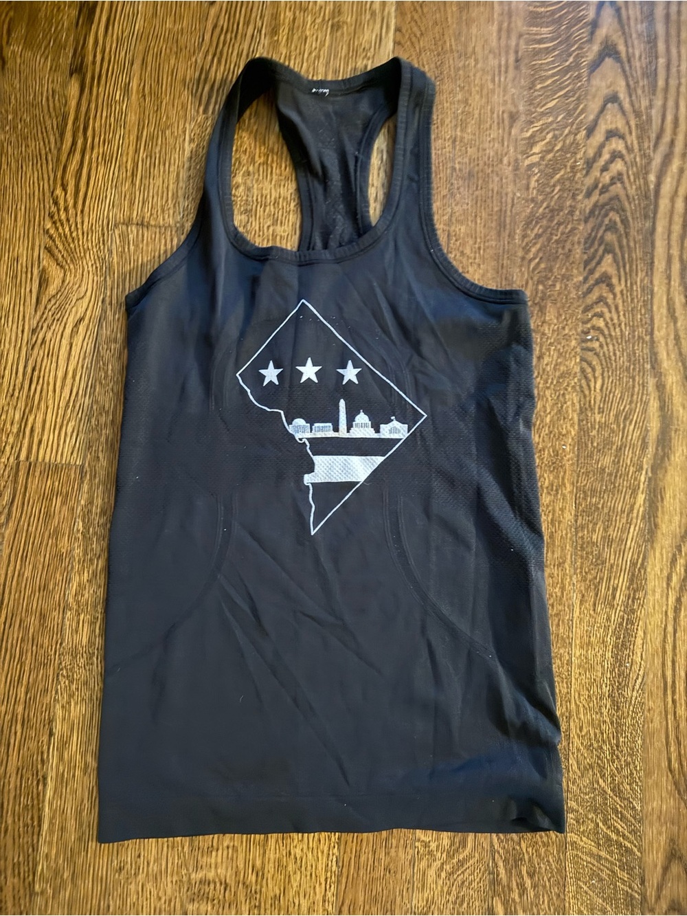 lululemon athletica Black Racerback Tank with limited Washington DC graphic